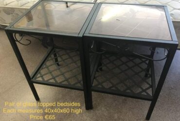 Pair Bedsides, glass topped