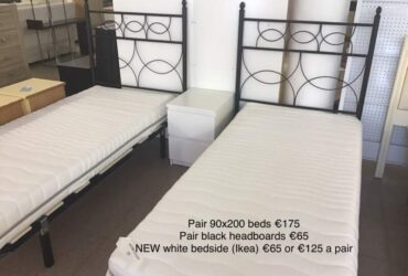 Pair Single Beds, Headboards & Bedside