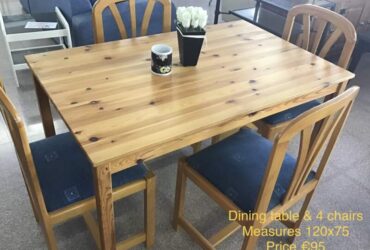 Dining Table & 4 Chairs, Pine