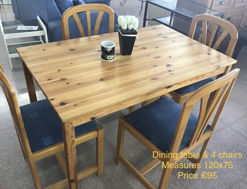 Dining Table & 4 Chairs, Pine