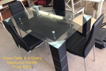 Glass Table & 4 Chairs
