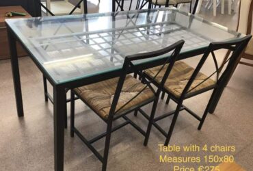 Glass Topped Table & 4 Chairs