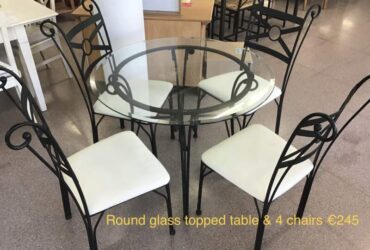 Round Glass Table & 4 Chairs