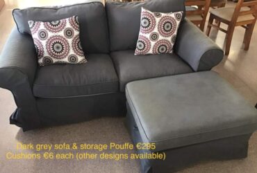 Dark Grey Sofa & Footstool