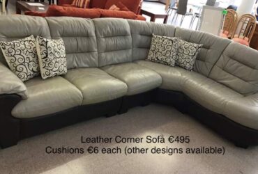 Beige Leather Corner Sofa
