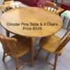 Circular Pine Table & 4 Chairs