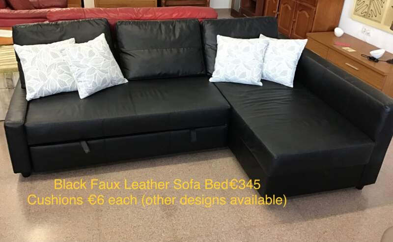 Black Faux Leather Sofa Bed