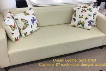 Cream Leather Sofa