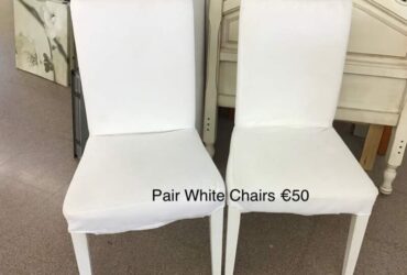 Pair White Dining Chairs