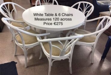 Round White Table with 6 Chairs