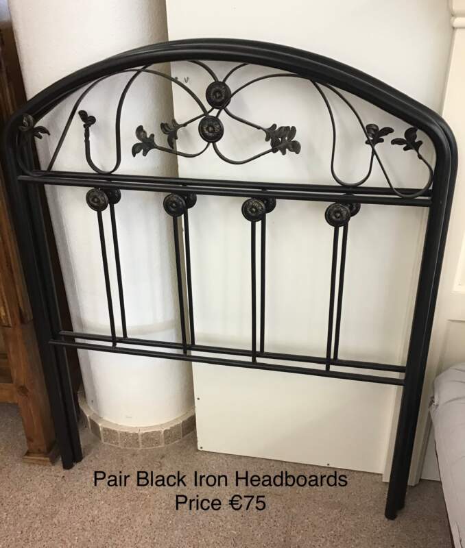 Pair Black Iron Headboards