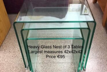 Nest of 3 Heavy Glass Tables