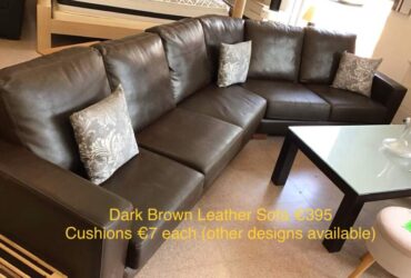 Dark Brown Leather Corner Sofa