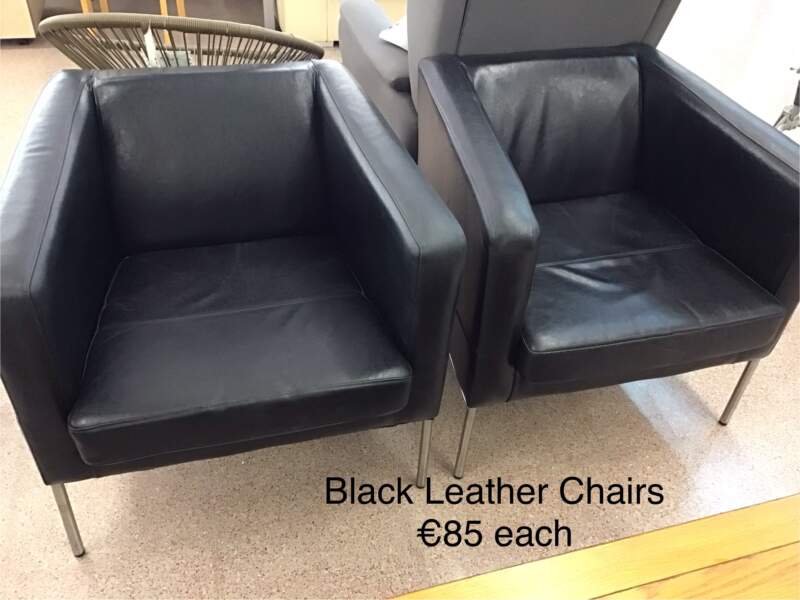 Two Black Leather Chairs