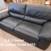 Pair Black Leather Sofas