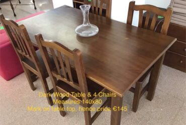 Dark Wood Dining Table & 4 Chairs