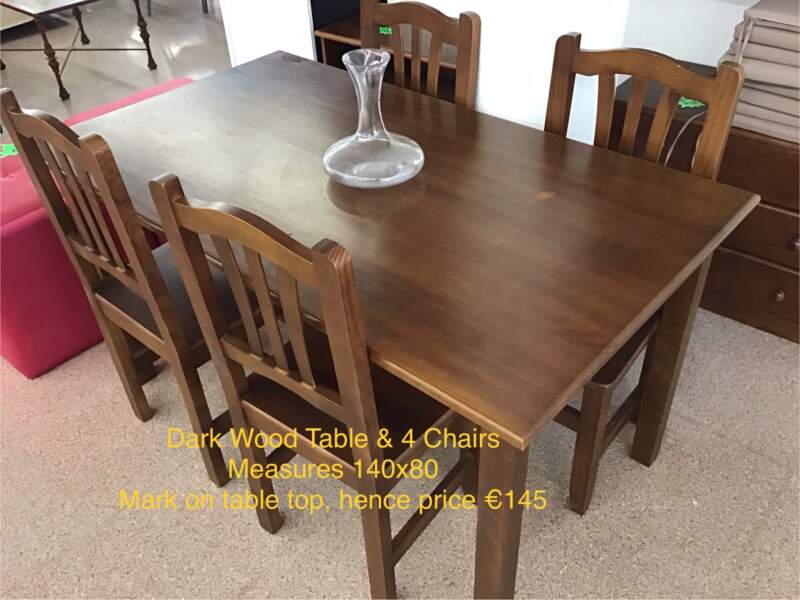 Dark Wood Dining Table & 4 Chairs