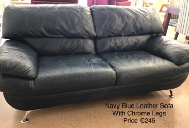 Navy Leather Sofa