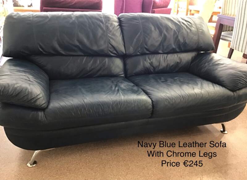 Navy Leather Sofa