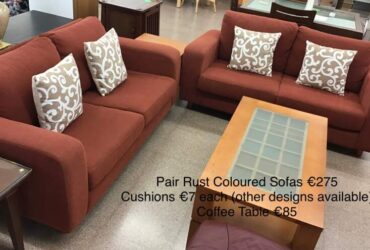 Pair Rust Coloured Sofas