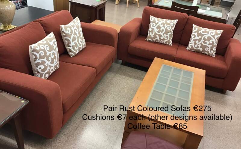 Pair Rust Coloured Sofas