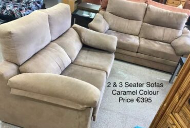 Pair Caramel Colour Sofas