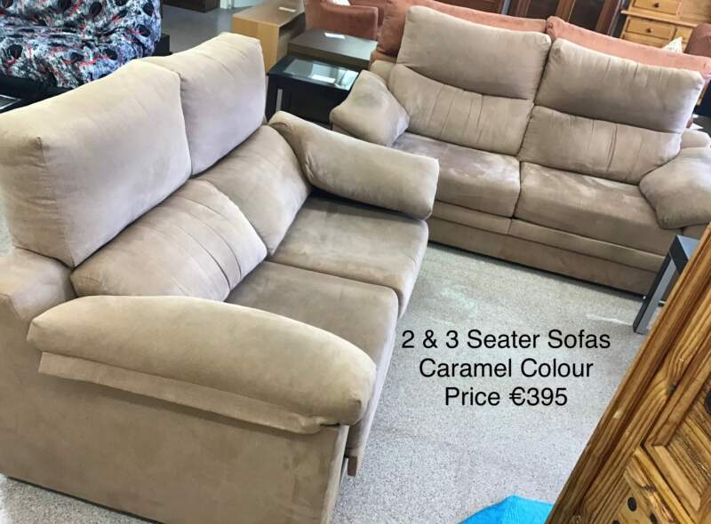 Pair Caramel Colour Sofas