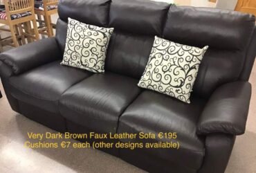 Dark Brown Faux Leather Sofa