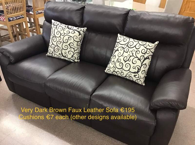 Dark Brown Faux Leather Sofa