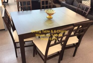 Dark Wood Dining Table & 6 Chairs