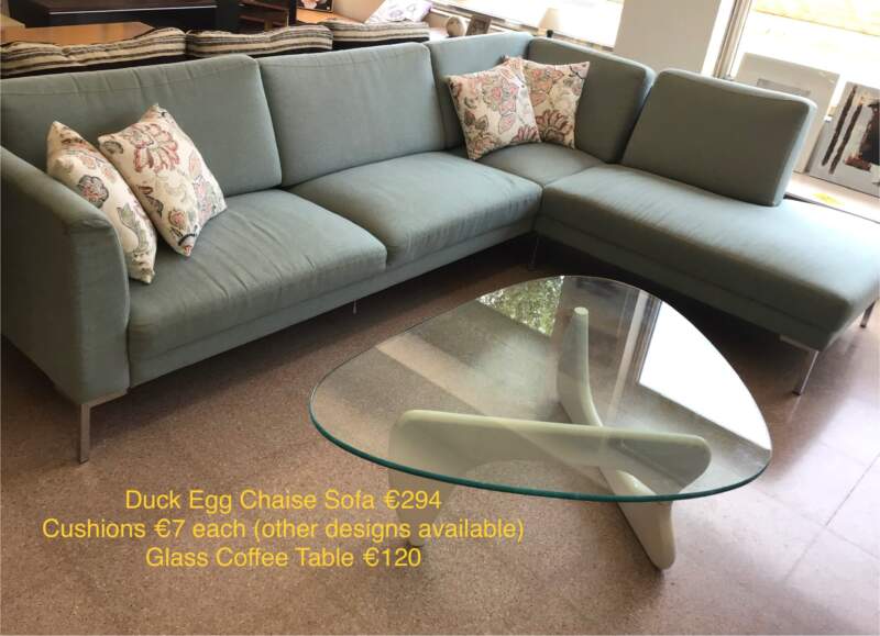 Duck Egg Blue Chaise Sofa