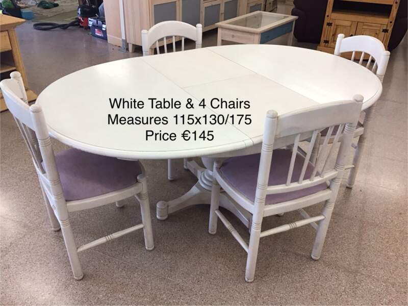 White Dining Table & 4 Chairs