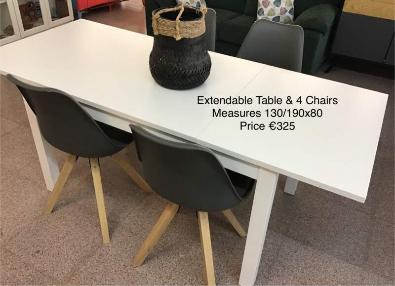 White Dining Table & 4 Chairs