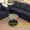 Navy Blue Sofa & Armchair