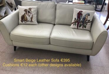 Beige Leather Sofa