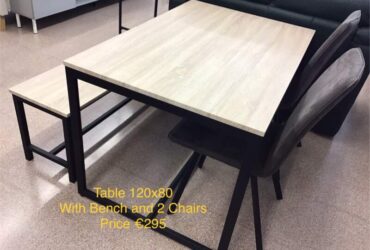 Table with Bench & 2 Chairs