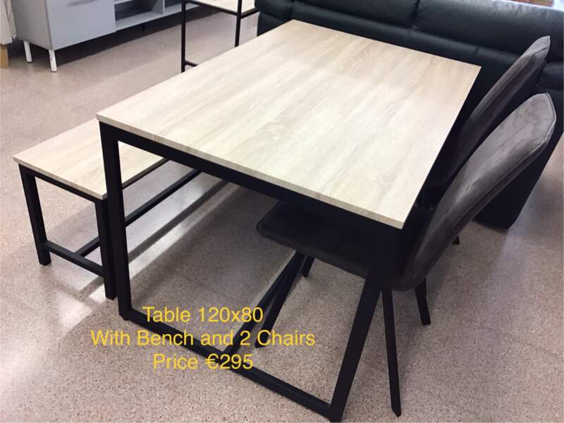 Table with Bench & 2 Chairs