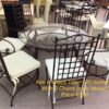 Iron & glass table with 6 chairs