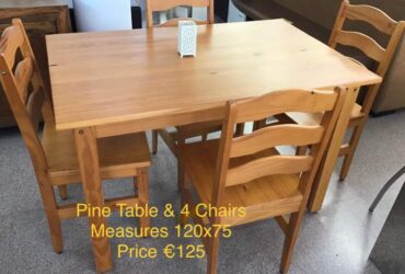 Pine table & 6 chairs