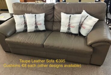 Taupe Leather Sofa