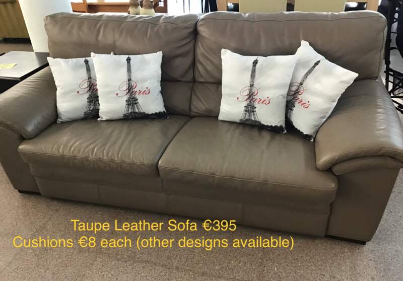 Taupe Leather Sofa