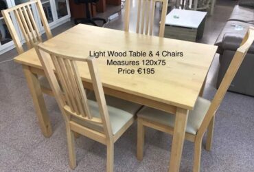 Light Wood table and 4 chairs