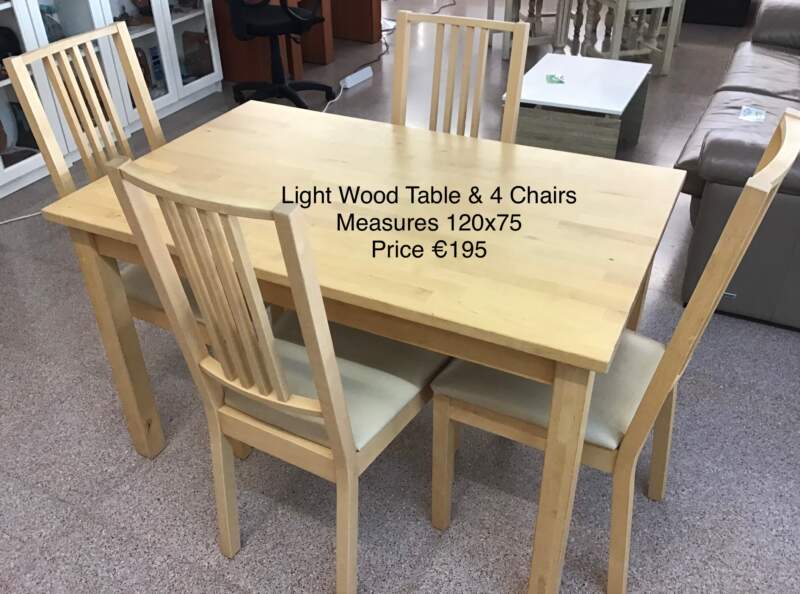 Light Wood table and 4 chairs
