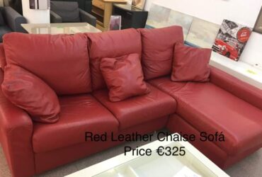 Red Leather Chaise Sofa