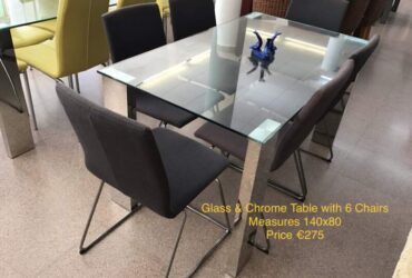 Glass/ Chrome Table & 6 Chairs
