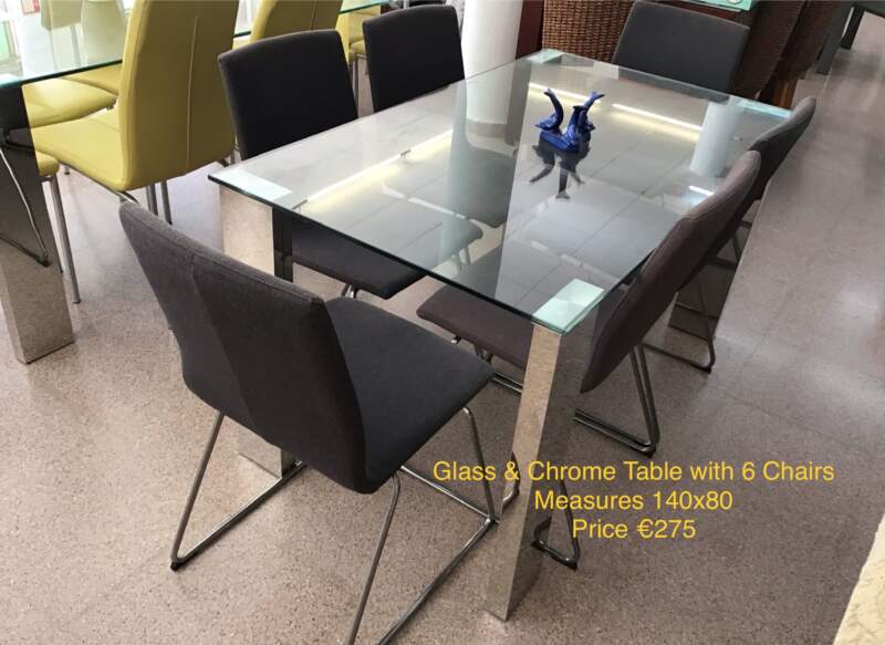 Glass/ Chrome Table & 6 Chairs
