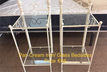 Pair of Iron/ Glass Bedsides