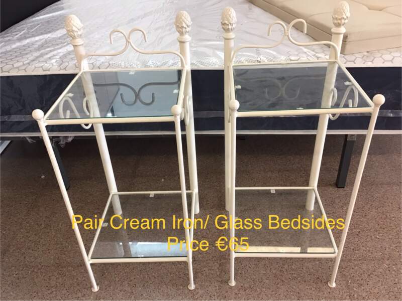 Pair of Iron/ Glass Bedsides