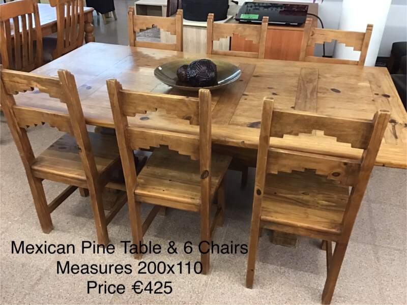 Mexican Pine Dining Table & 6 Chairs