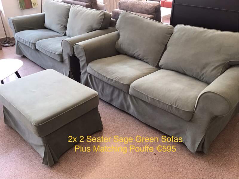 Pair Sage Green Sofas